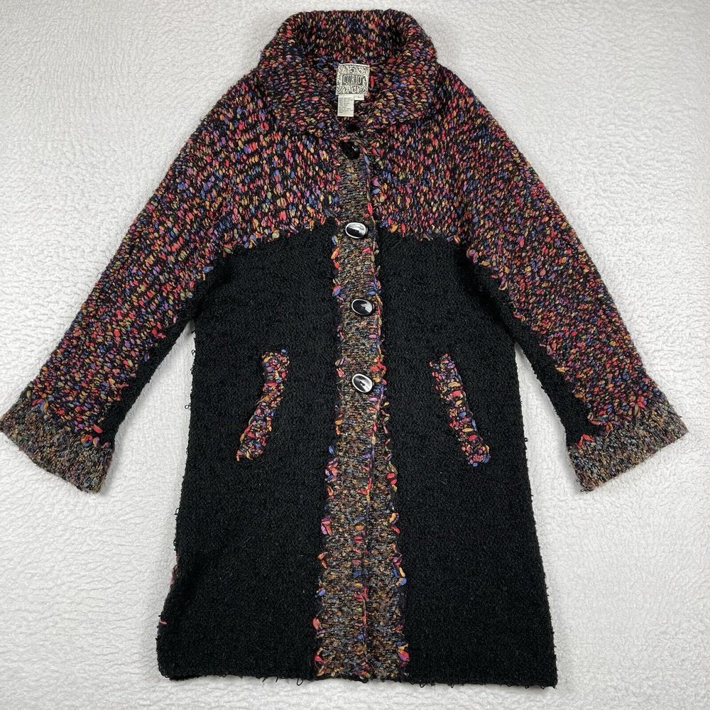 Curio Sweater Womens Large Chunky Knit Artsy Cardigan Longline Funky Mohair Wool